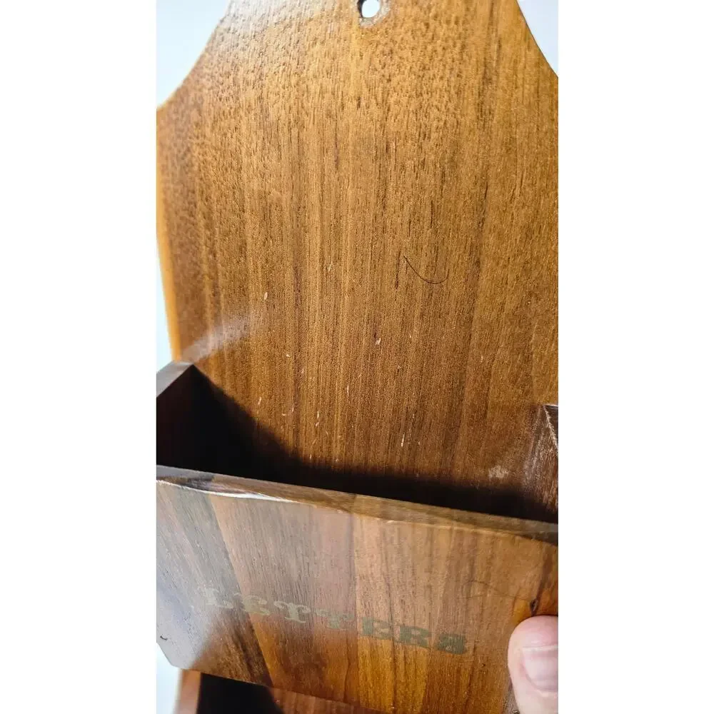 Vintage 1970s Wood Wall Mail Sorter — Letters Bills Mail Organizer, 3 Tier